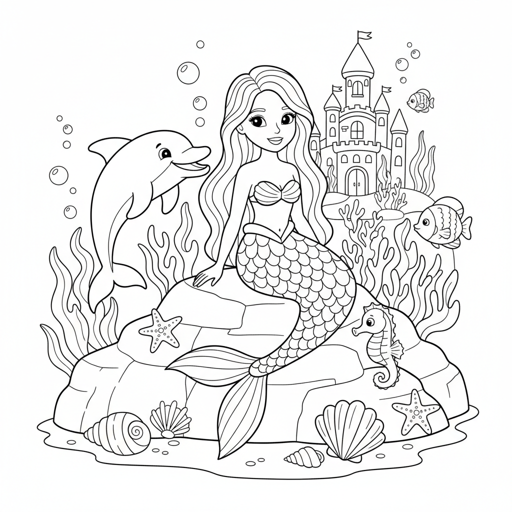Coloriage princesse ariel coloriage 2
