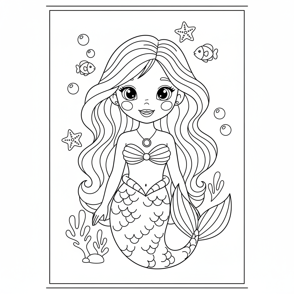 Coloriage princesse ariel coloriage 4