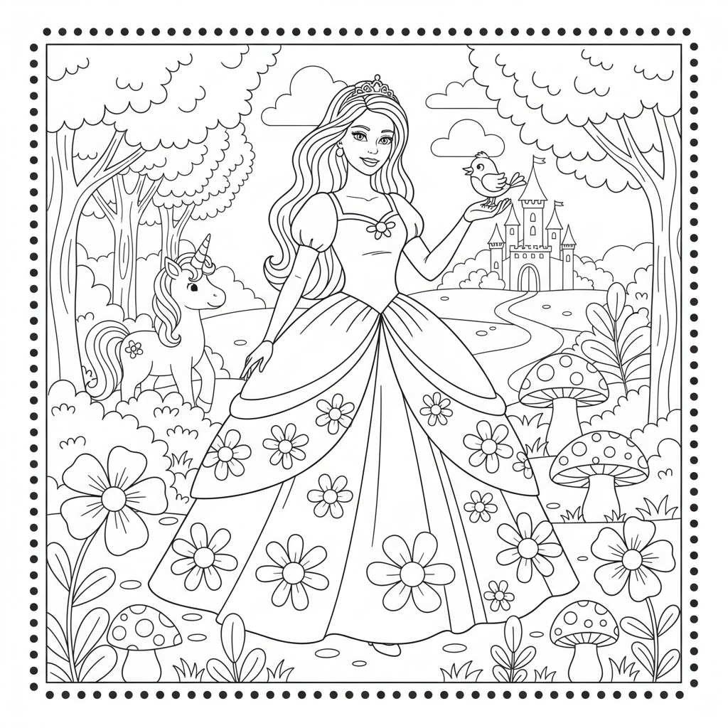 Coloriage princesse barbie coloriage 3