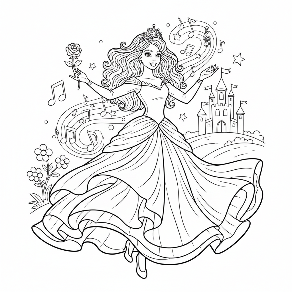 Coloriage princesse barbie coloriage 5