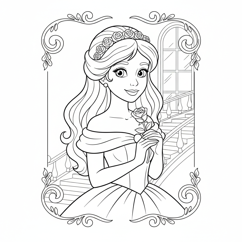 Coloriage princesse belle coloriage 4