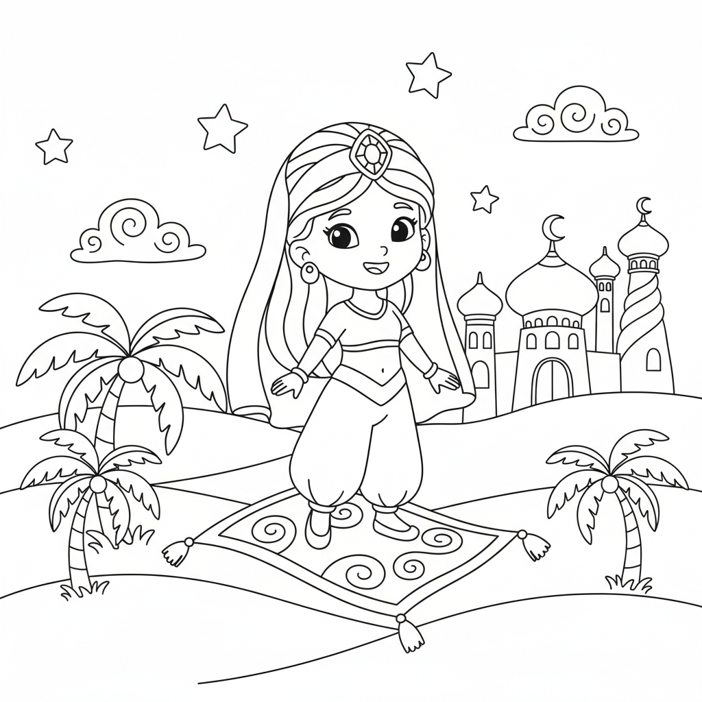 Coloriage princesse jasmine coloriage 2