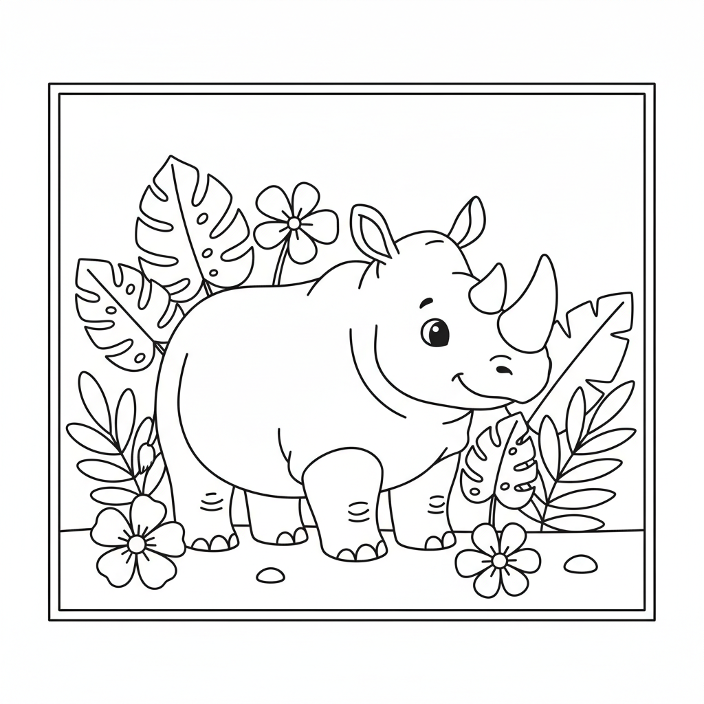 Coloriage rhinocéros coloriage 2