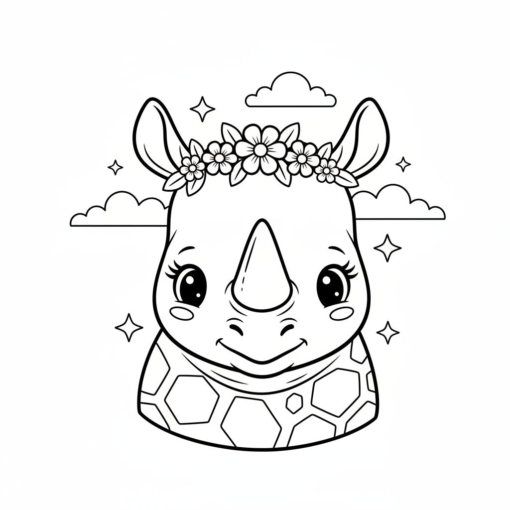 Coloriage rhinocéros coloriage 4