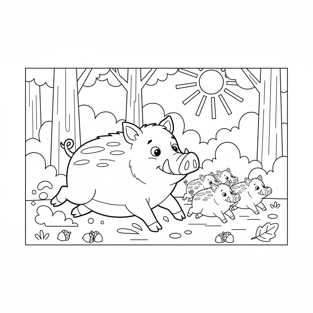 Coloriage sanglier coloriage 5