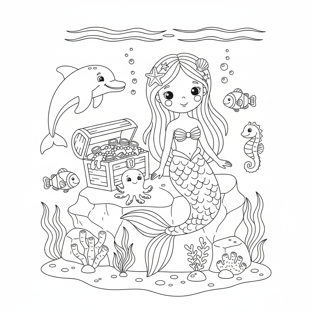 Coloriage sirene ariel coloriage 2