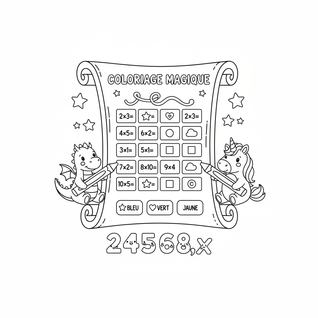 Coloriage table de multiplication coloriage