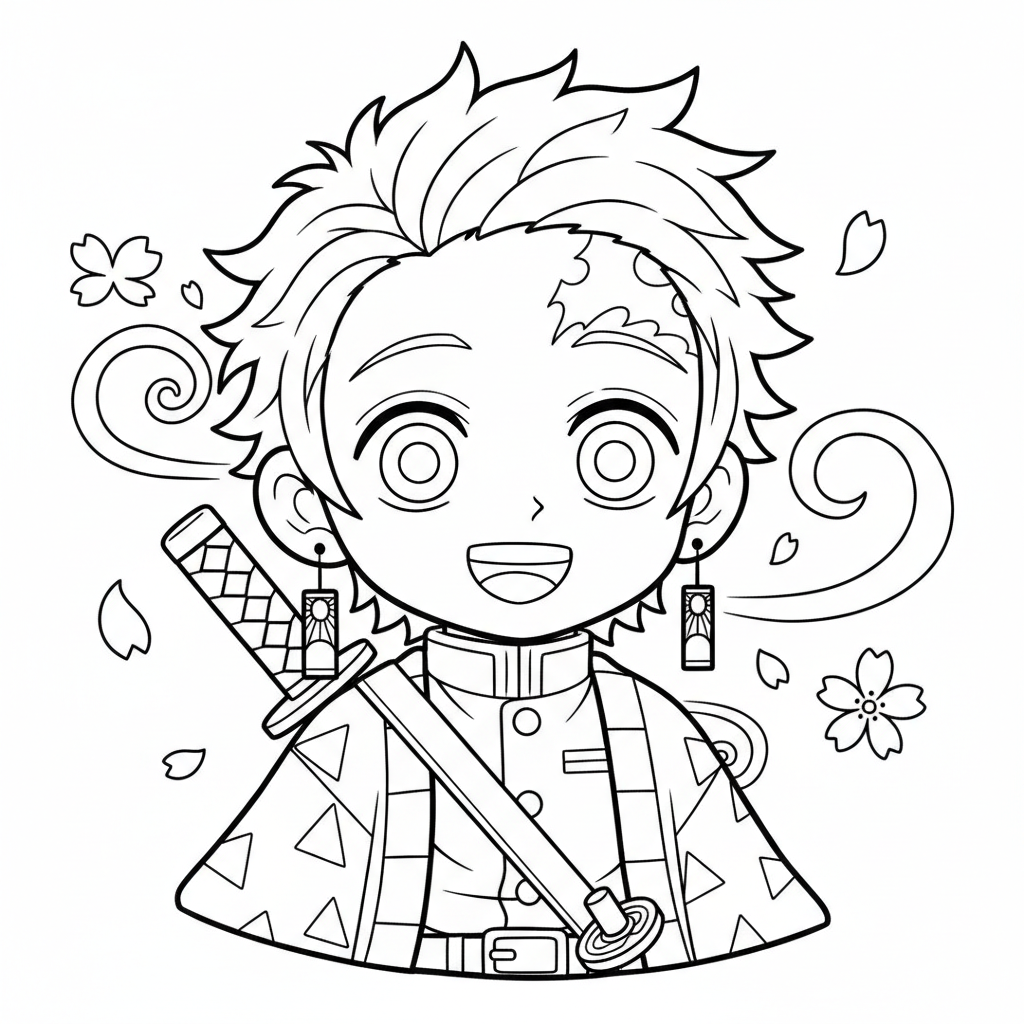 Coloriage tanjiro coloriage 4