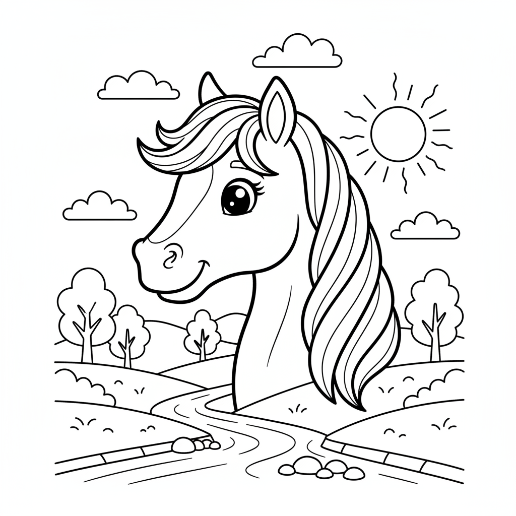 Coloriage tete de cheval coloriage 3
