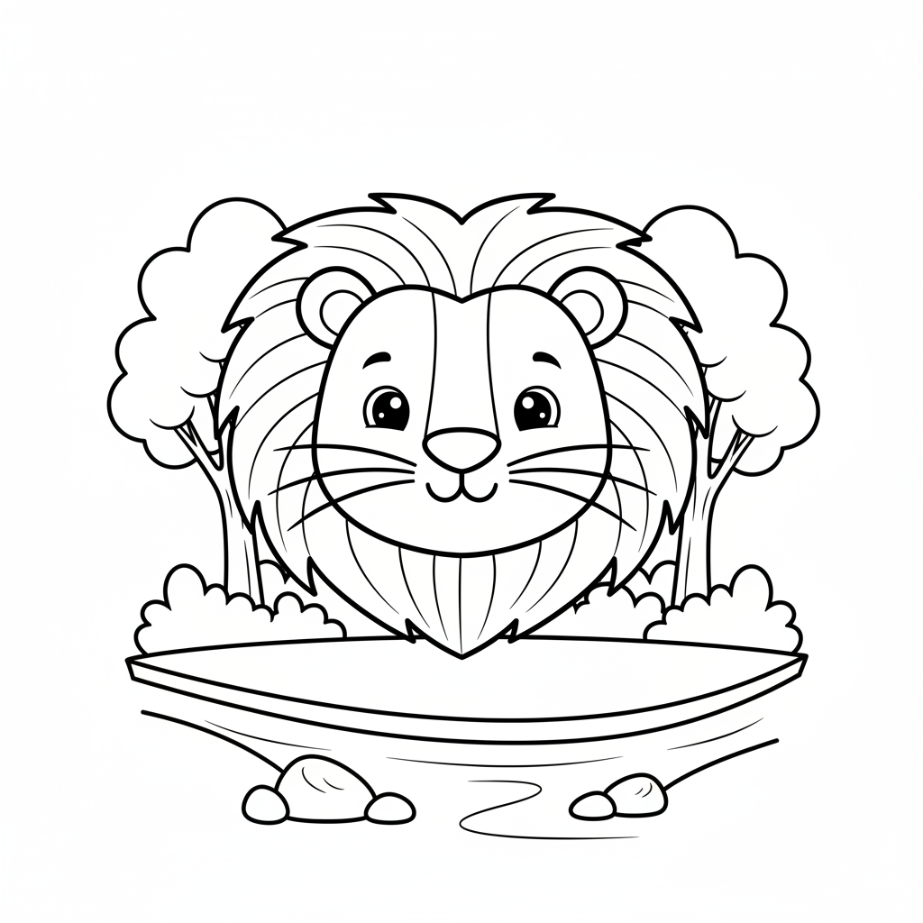 Coloriage tete de lion coloriage 3
