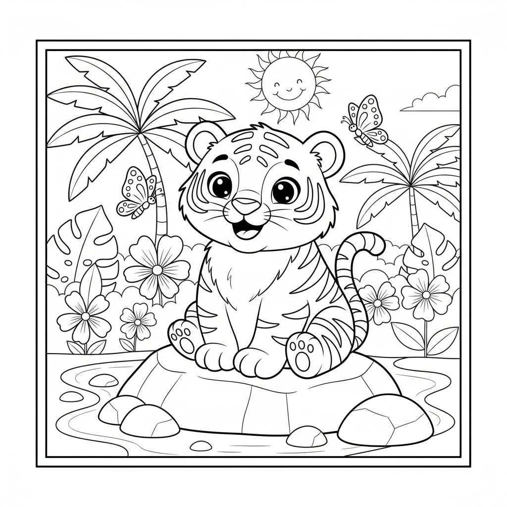 Coloriage tigre coloriage 3