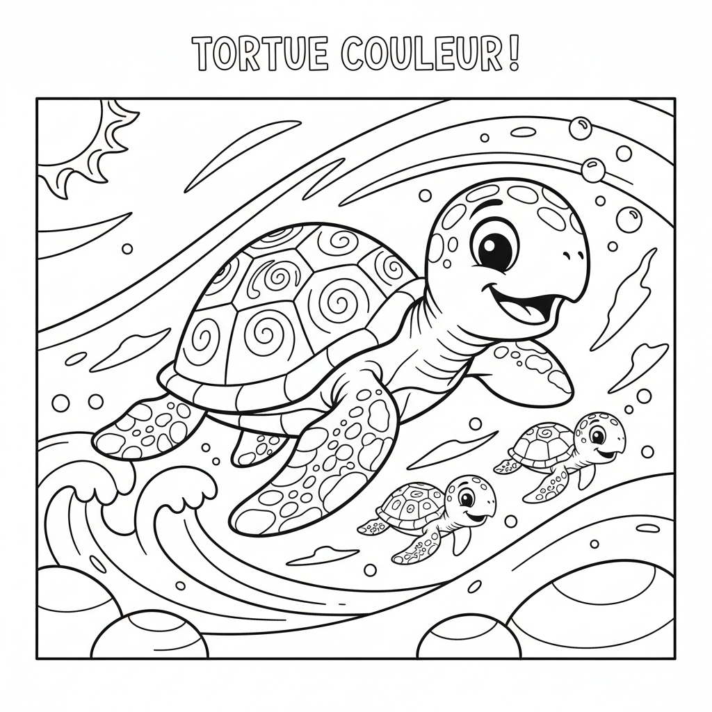 Coloriage tortue coloriage couleur 5
